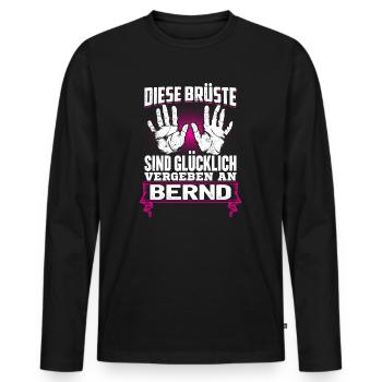 BERND - Brüste Geschenk - Männer Premium Bio Langarmshirt - Schwarz - Vorne - Nico (187cm)