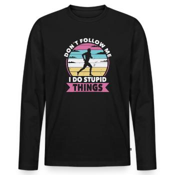 Don t follow me running - Men's Premium Organic Long Sleeve Shirt - black - Front - Nico (187cm)