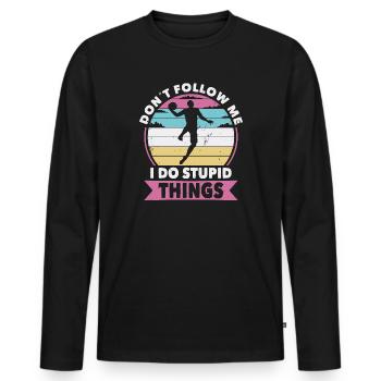Ne me suivez pas basket - T-shirt manches longues Premium bio Homme - noir - Devant - Nico (187cm)
