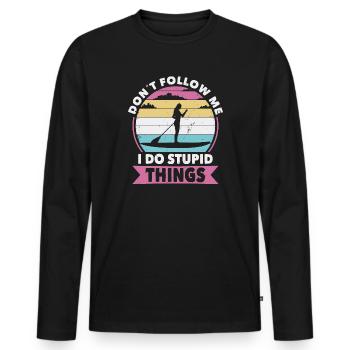 Nicht folgen Paddelboard - Männer Premium Bio Langarmshirt - Schwarz - Vorne - Nico (187cm)