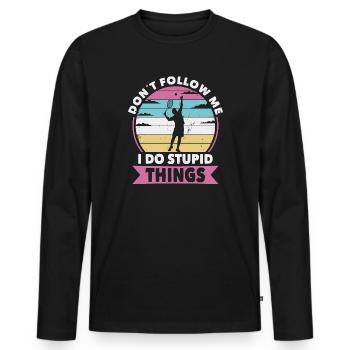 Ne me suivez pas Tennis - T-shirt manches longues Premium bio Homme - noir - Devant - Nico (187cm)