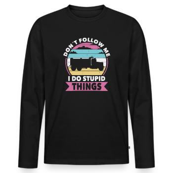 Do not follow truck driver or trucker - Men's Premium Organic Long Sleeve Shirt - black - Front - Nico (187cm)