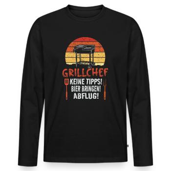 Grillchef Keine Tipps Bier Bringen Abflug Grillen - Männer Premium Bio Langarmshirt - Schwarz - Vorne - Nico (187cm)