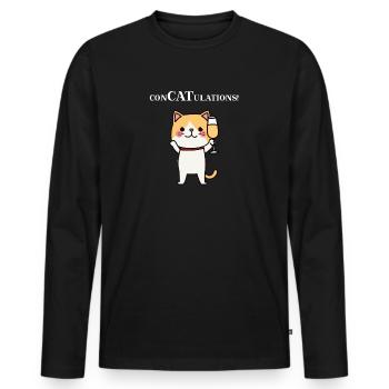 Cat Congratulations Sweet Glass Funny Gift Idea - Men's Premium Organic Long Sleeve Shirt - black - Front - Nico (187cm)