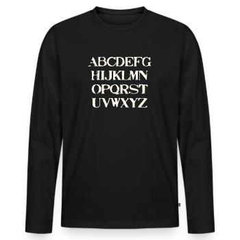 ABC Geschenkidee Alphabet - Männer Premium Bio Langarmshirt - Schwarz - Vorne - Nico (187cm)
