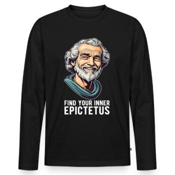 Epictète Épictète Stoïcisme Philosophe Stoïcien - T-shirt manches longues Premium bio Homme - noir - Devant - Nico (187cm)