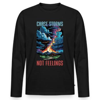 CHASE STORMS NOT FEELINGS Meteorologist Meteorology - Men's Premium Organic Long Sleeve Shirt - black - Front - Nico (187cm)