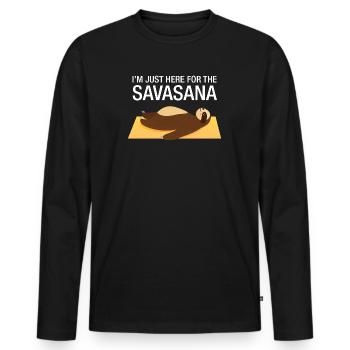 I'm Just Here For the Savasana - Sloth Yoga Yogi - Men's Premium Organic Long Sleeve Shirt - black - Front - Nico (187cm)
