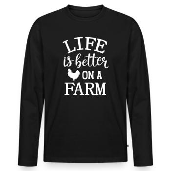 Ferme agriculteurs ferme ferme - T-shirt manches longues Premium bio Homme - noir - Devant - Nico (187cm)