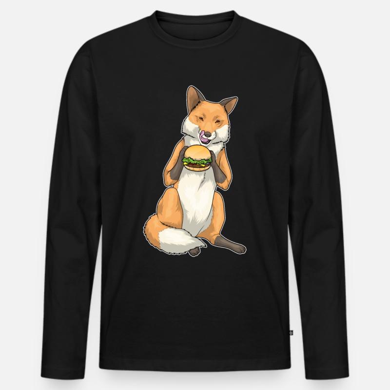 Fuchs Burger - Männer Premium Bio Langarmshirt - Schwarz