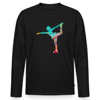 Eiskunstlauf PopArt - Männer Premium Bio Langarmshirt - Schwarz - Vorne - Nico (187cm)