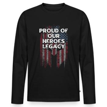 Fiers de l’héritage de nos héros Journée des anciens combattants américains - T-shirt manches longues Premium bio Homme - noir - Devant - Nico (187cm)