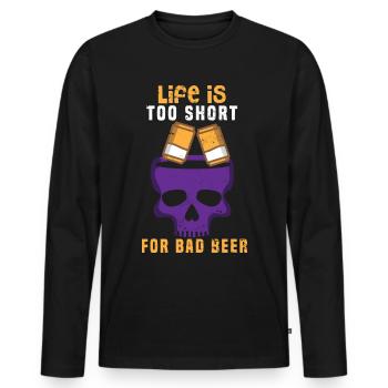 Beer Beer Drinker Party Pub Alcohol - Men's Premium Organic Long Sleeve Shirt - black - Front - Nico (187cm)