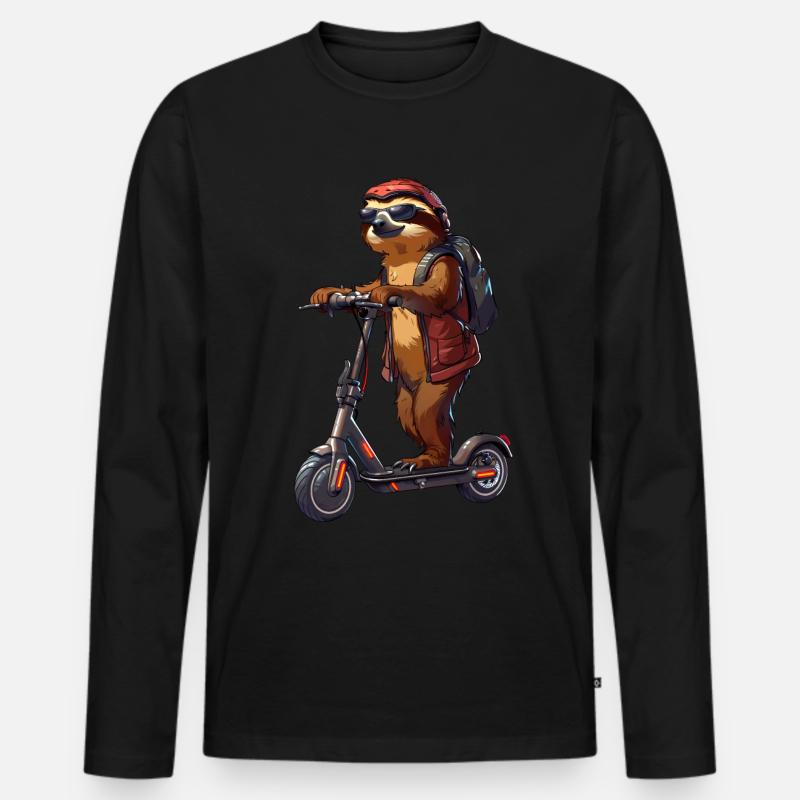 Faultier Roller - Männer Premium Bio Langarmshirt - Schwarz