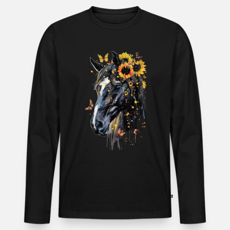 Vollblut - Männer Premium Bio Langarmshirt - Schwarz