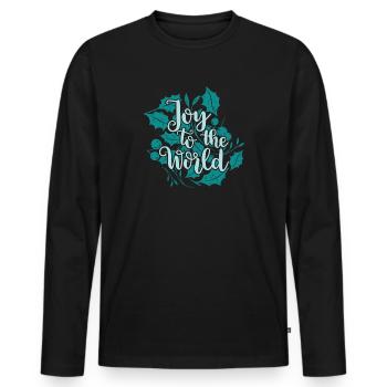 Joy to the World (sombre) - T-shirt manches longues Premium bio Homme - noir - Devant - Nico (187cm)