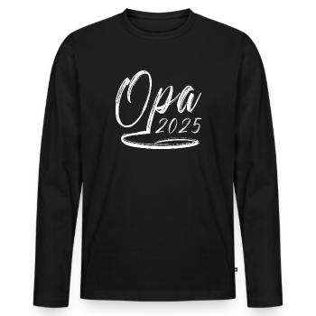 Opa 2025 - Männer Premium Bio Langarmshirt - Schwarz - Vorne - Nico (187cm)