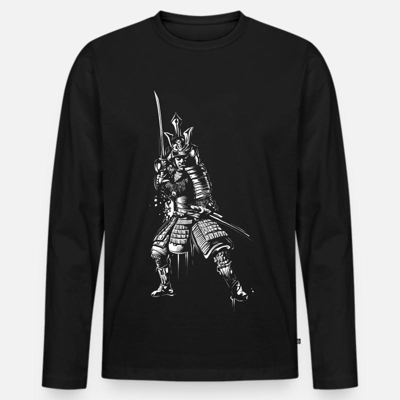 Samurai - Männer Premium Bio Langarmshirt - Schwarz