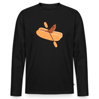 Bockwurst im Paddelboot - Männer Premium Bio Langarmshirt - Schwarz - Vorne - Nico (187cm)
