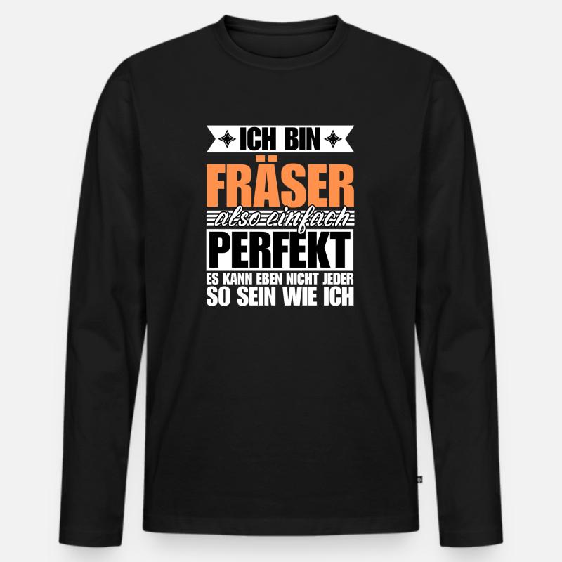 Perfekter Fräser - Männer Premium Bio Langarmshirt - Schwarz