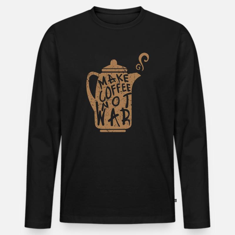 Make coffee not war - Männer Premium Bio Langarmshirt - Schwarz
