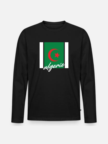 Algeria - Men's Premium Organic Long Sleeve Shirt - black