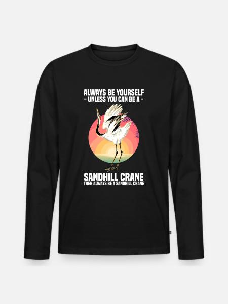 Kranich - Männer Premium Bio Langarmshirt - Schwarz