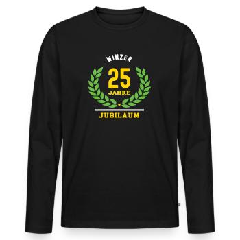 Winzer Jubiläum 25 Jahre 25 jähriges Jubilaeum 25. - Männer Premium Bio Langarmshirt - Schwarz - Vorne - Nico (187cm)