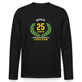 Maurer Jubiläum 25 Jahre 25 jähriges Jubilaeum - Männer Premium Bio Langarmshirt - Schwarz - Vorne - Nico (187cm)
