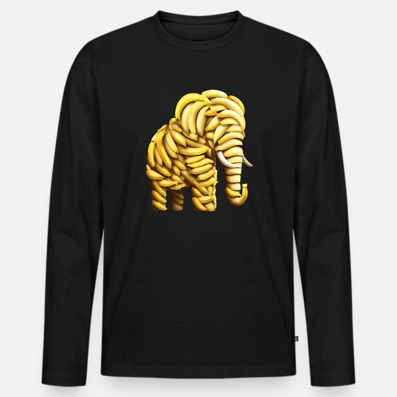 Bananen Elefant - Männer Premium Bio Langarmshirt - Schwarz
