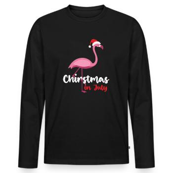 Christmas in July Flamingo - T-shirt manches longues Premium bio Homme - noir - Devant - Nico (187cm)