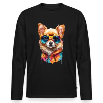 Chihuahua Mignon Cool Mignons Lunettes de soleil Tendance - T-shirt manches longues Premium bio Homme - noir - Devant - Nico (187cm)