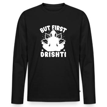 Pilates Enthusiasts But First Drishti Pilates - Men's Premium Organic Long Sleeve Shirt - black - Front - Nico (187cm)