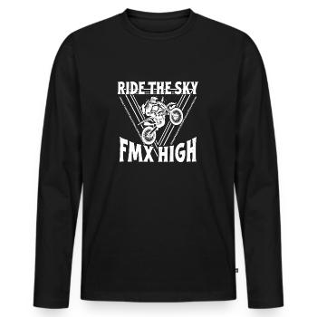 Dirtbike Rider Ride The Sky MX Motocross - Men's Premium Organic Long Sleeve Shirt - black - Front - Nico (187cm)