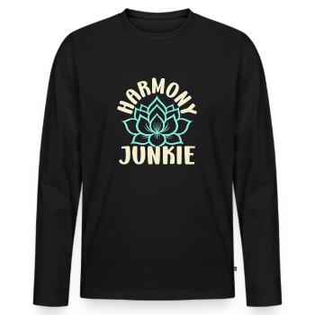 Yoga Harmony Junkie Funny Yoga - Men's Premium Organic Long Sleeve Shirt - black - Front - Nico (187cm)
