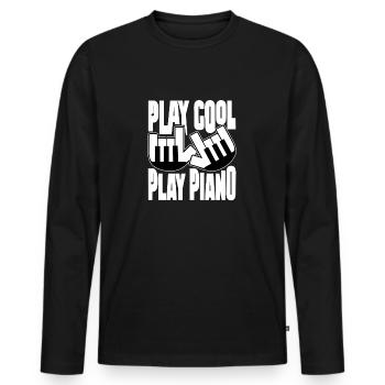 Piano Musician Play Cool Play Piano Piano - Men's Premium Organic Long Sleeve Shirt - black - Front - Nico (187cm)