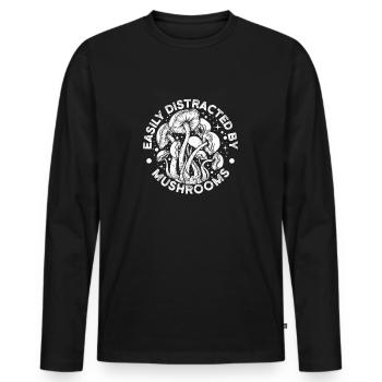 Les morilles facilement distraites par les champignons - T-shirt manches longues Premium bio Homme - noir - Devant - Nico (187cm)