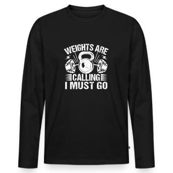 Haltérophilie Bodybuilder Poids Calling Must Go - T-shirt manches longues Premium bio Homme - noir - Devant - Nico (187cm)