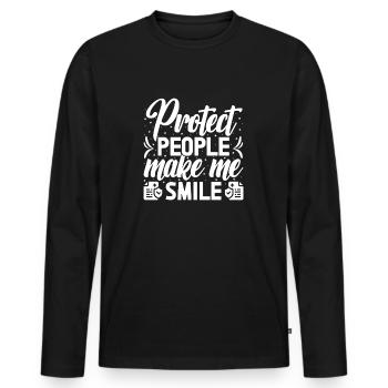 Insurance Agent Costume Make Me Smile Medicare - Men's Premium Organic Long Sleeve Shirt - black - Front - Nico (187cm)