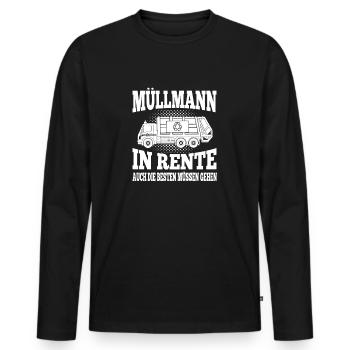 Retired garbage collector Garbage truck Garbage man pensioner - Men's Premium Organic Long Sleeve Shirt - black - Front - Nico (187cm)