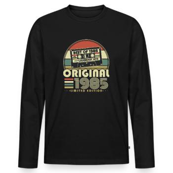 Original 1985 Vintage Birthday Vintage Retro - Men's Premium Organic Long Sleeve Shirt - black - Front - Nico (187cm)