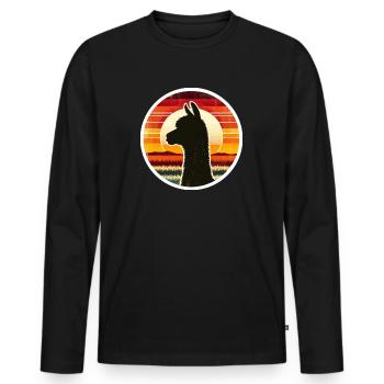 Alpaka - Männer Premium Bio Langarmshirt - Schwarz - Vorne - Nico (187cm)