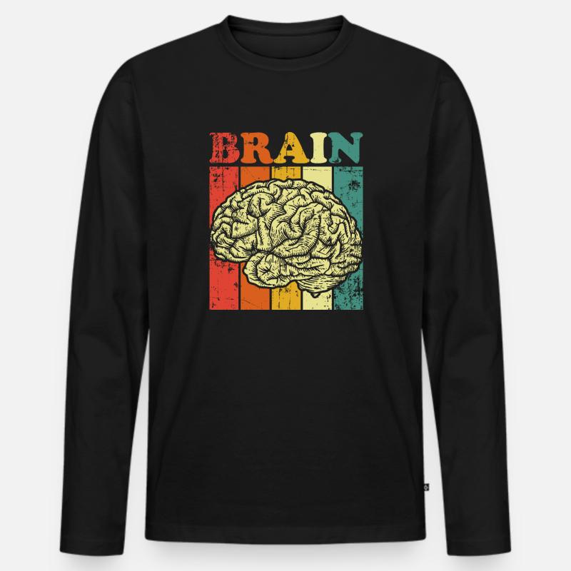 Gehirn - Männer Premium Bio Langarmshirt - Schwarz