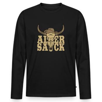 Cowboy Western Alter Sack Totenkopf - Männer Premium Bio Langarmshirt - Schwarz - Vorne - Nico (187cm)