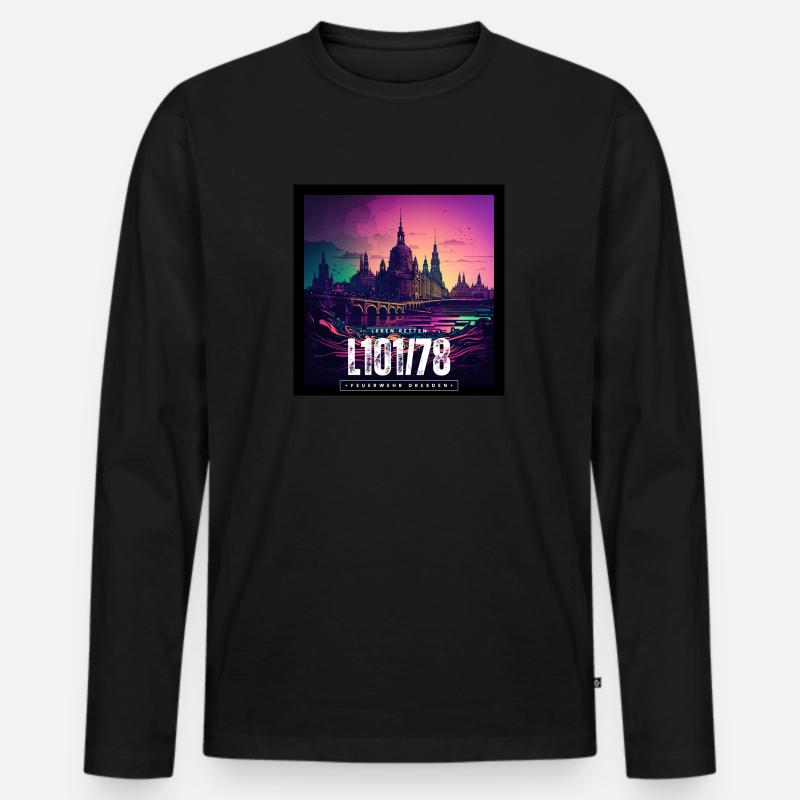 Skyline Dresden - Männer Premium Bio Langarmshirt - Schwarz