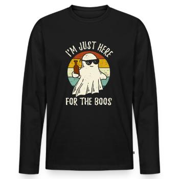 I'm Just Here For The Boos Halloween Beer Ghost - Men's Premium Organic Long Sleeve Shirt - black - Front - Nico (187cm)