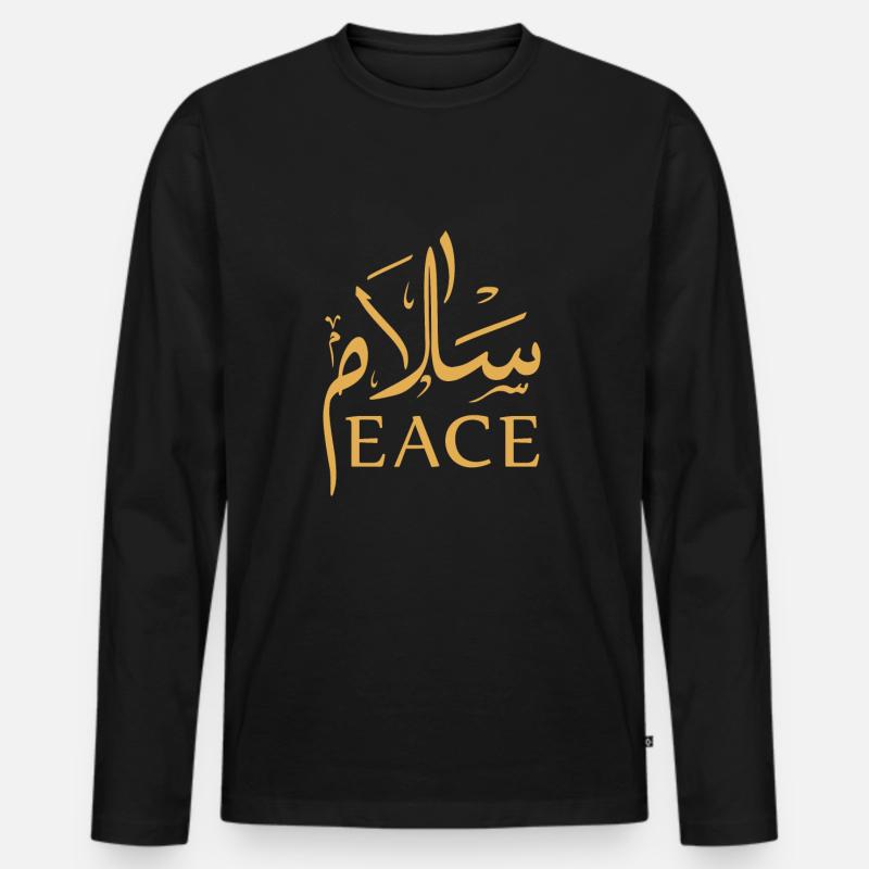 Frieden - Männer Premium Bio Langarmshirt - Schwarz