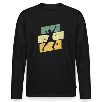 Bouldern Klettern Boulder Kletterer Bergsteiger - Männer Premium Bio Langarmshirt - Schwarz - Vorne - Nico (187cm)