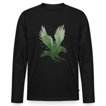 Adler Wald Silhouette Natur Steinadler - Männer Premium Bio Langarmshirt - Schwarz - Vorne - Nico (187cm)