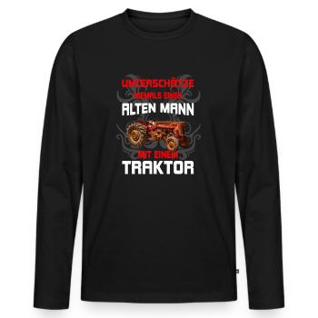 lustiges Herren Traktor alter Mann Bauer Landwirt - Männer Premium Bio Langarmshirt - Schwarz - Vorne - Nico (187cm)